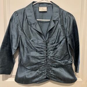 Watters&Watters Elegant Blue Ruched blouse